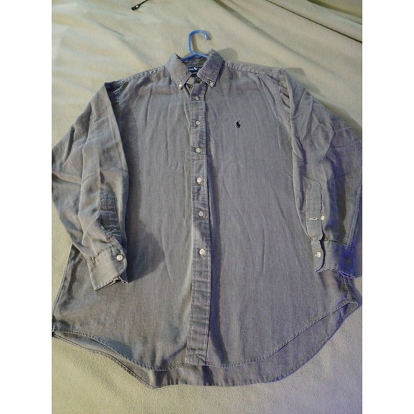 Polo Ralph Lauren Yarmouth Gray Mens 15.5 32/33 Button Up Dress Shirt EUC - Picture 1 of 9